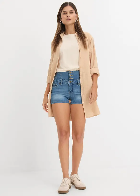 Shorts di jeans a vita alta, bonprix