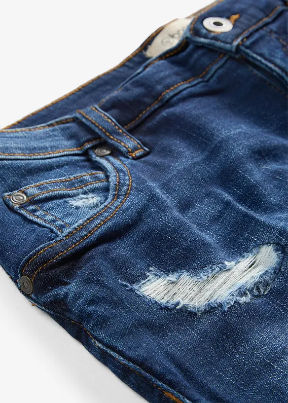 Shorts di jeans effetto sdrucito, vita media, bonprix