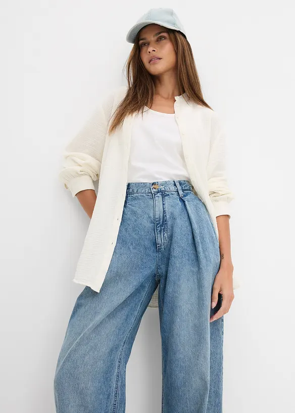 Jeans wide leg, vita alta, bonprix
