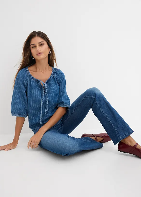 Jeans bootcut elasticizzati, vita media, bonprix