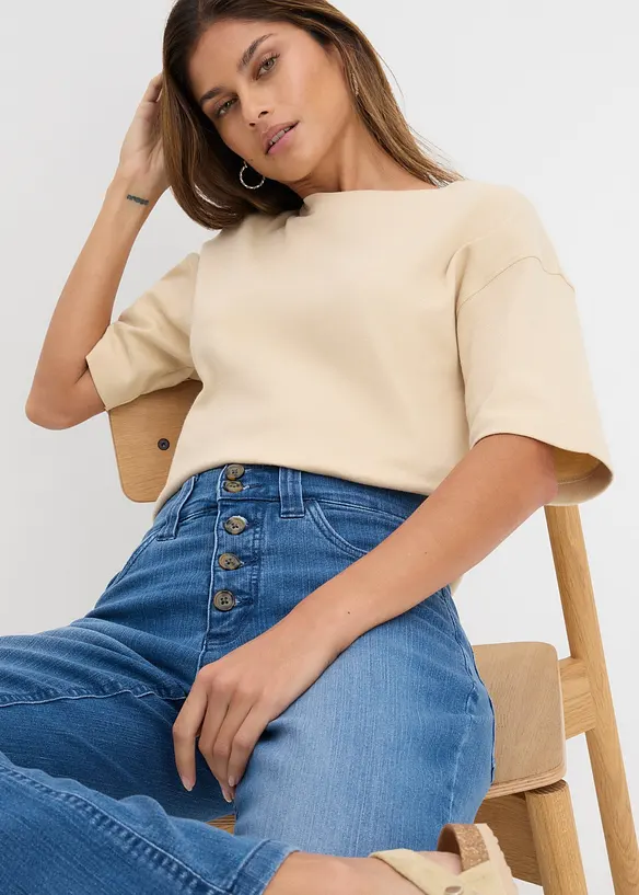 Jeans elasticizzati straight, vita alta, bonprix