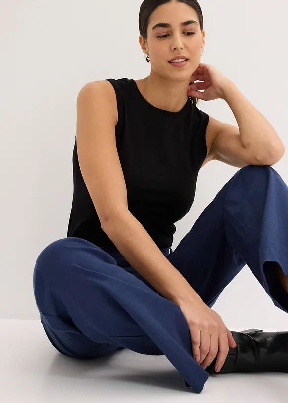 Pantaloni in tessuto misto lino e cotone, bonprix