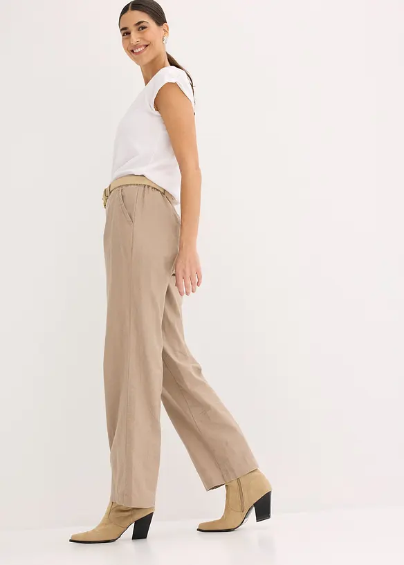 Pantaloni in tessuto misto lino e cotone, bonprix