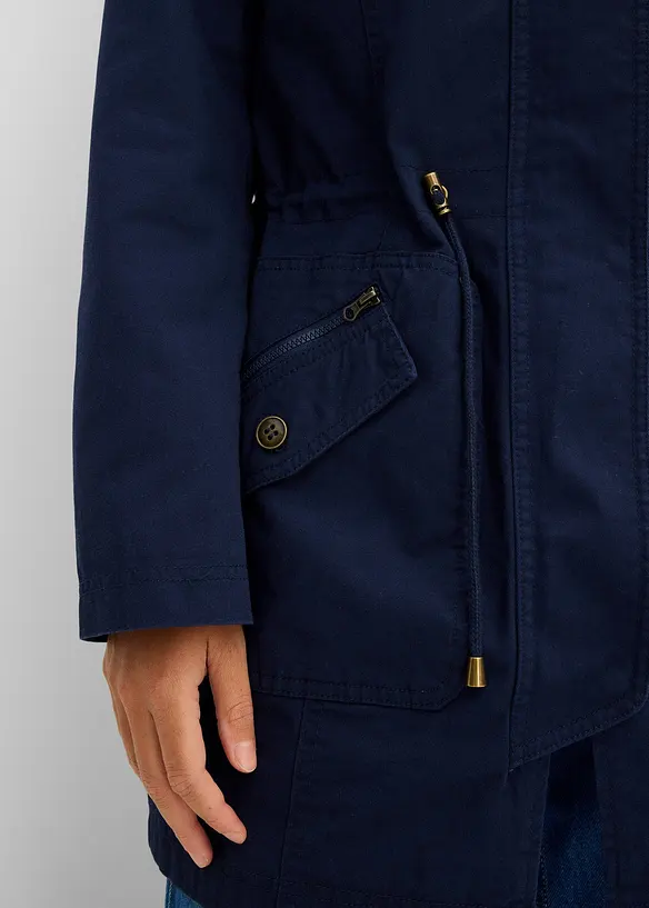 Parka corto in cotone a collo alto con coulisse, bonprix