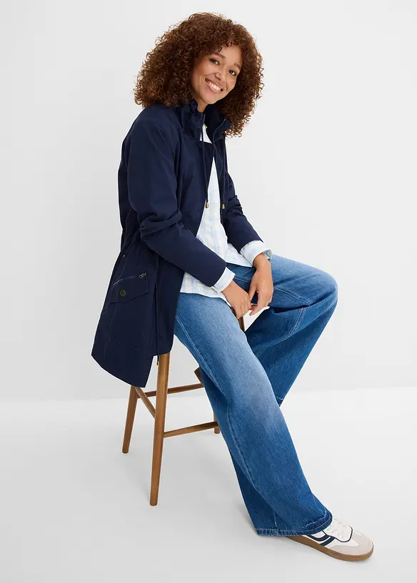 Parka corto in cotone a collo alto con coulisse, bonprix