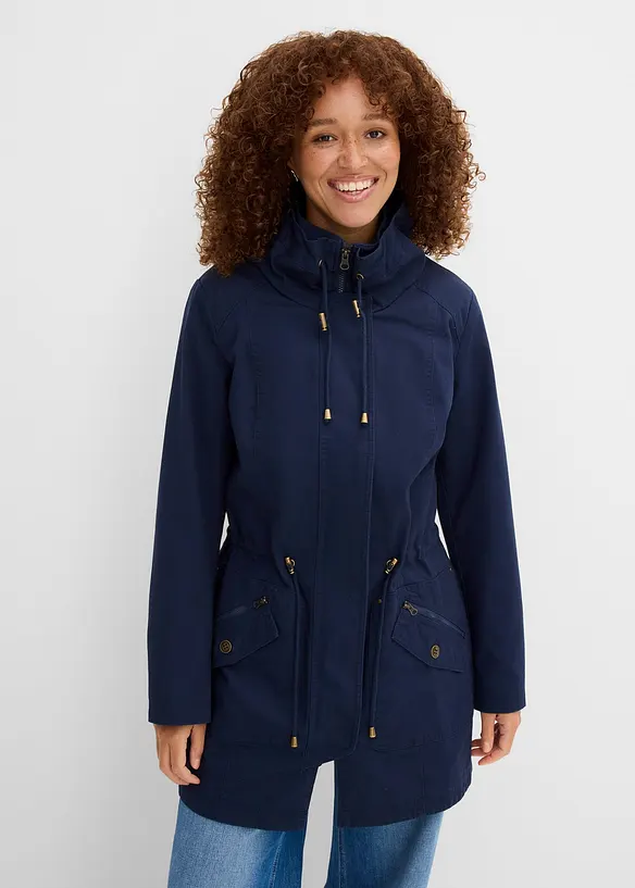 Parka corto in cotone a collo alto con coulisse, bonprix