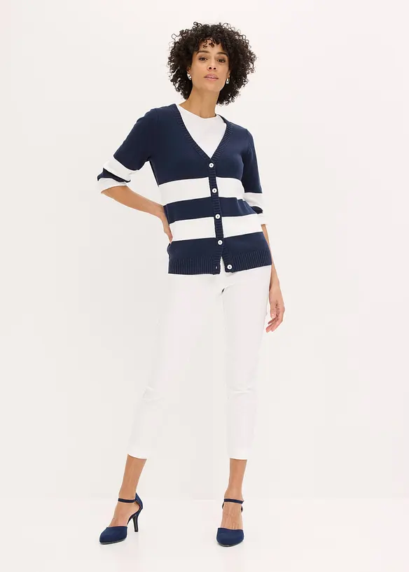 Cardigan in maglia di cotone a righe, bonprix