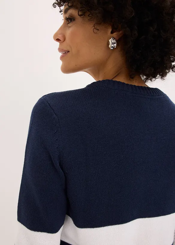 Cardigan in maglia di cotone a righe, bonprix