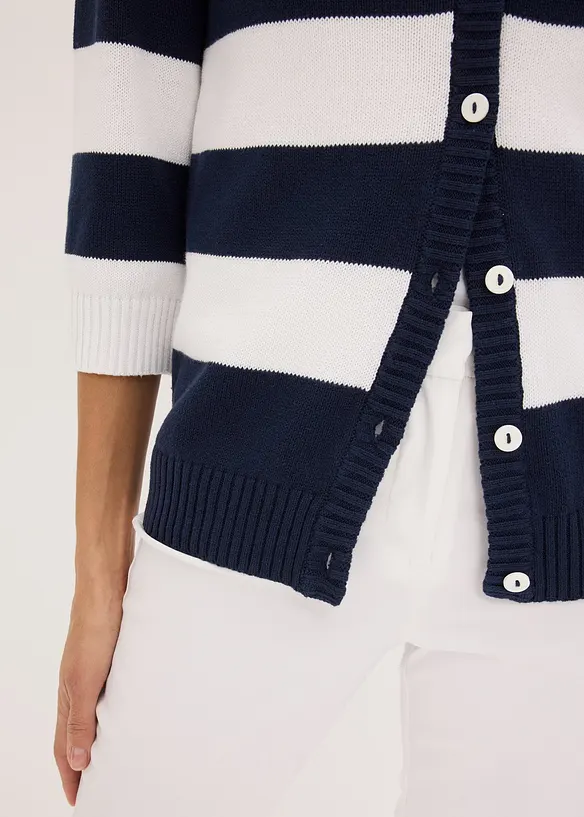 Cardigan in maglia di cotone a righe, bonprix