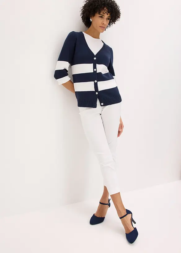 Cardigan in maglia di cotone a righe, bonprix