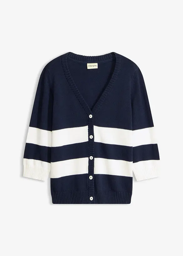 Cardigan in maglia di cotone a righe, bonprix