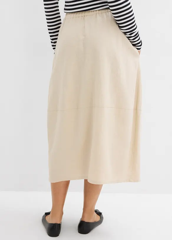 Gonna midi in misto lino leggero, bonprix