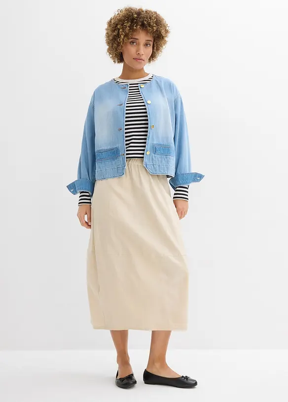 Gonna midi in misto lino leggero, bonprix