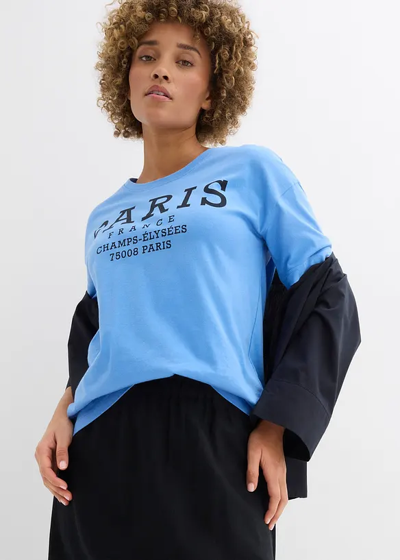 Gonna midi in misto lino leggero, bonprix