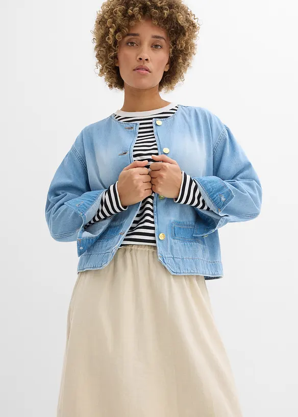 Gonna midi in misto lino leggero, bonprix