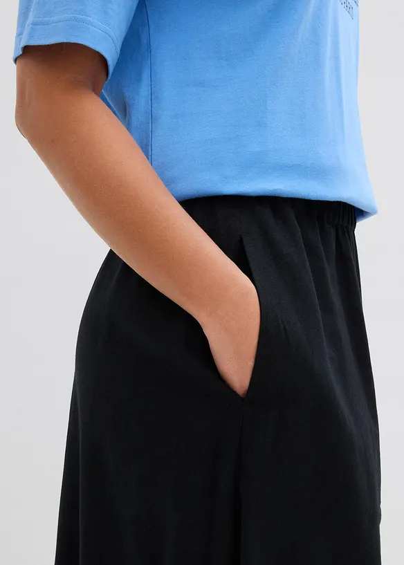 Gonna midi in misto lino leggero, bonprix