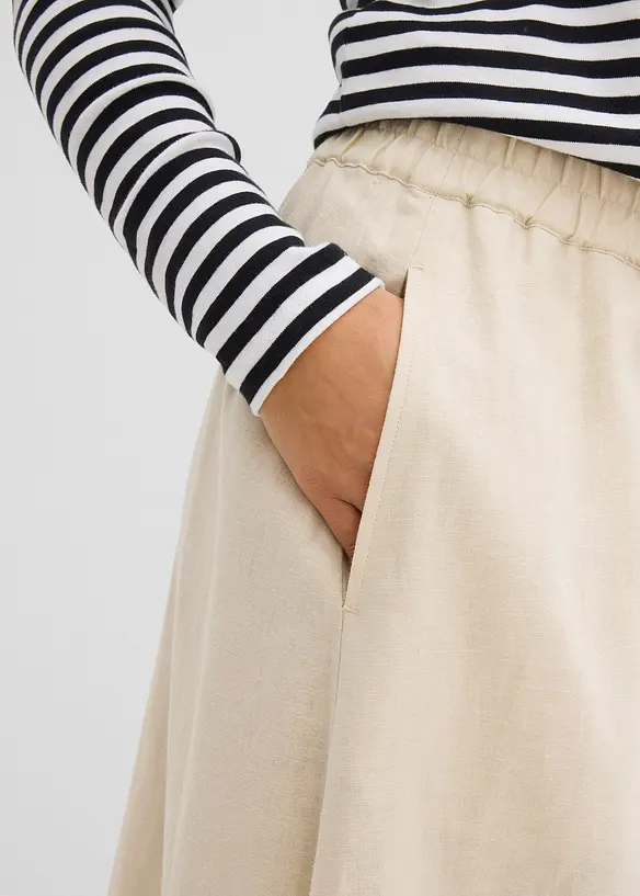 Gonna midi in misto lino leggero, bonprix