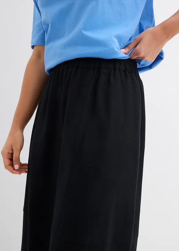 Gonna midi in misto lino leggero, bonprix