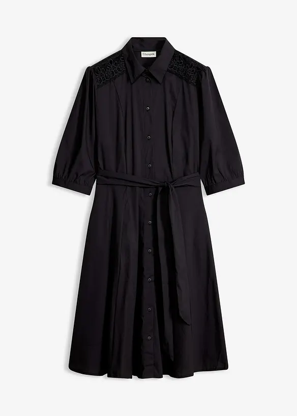 Abito chemisier con pizzo e fusciacca, bonprix