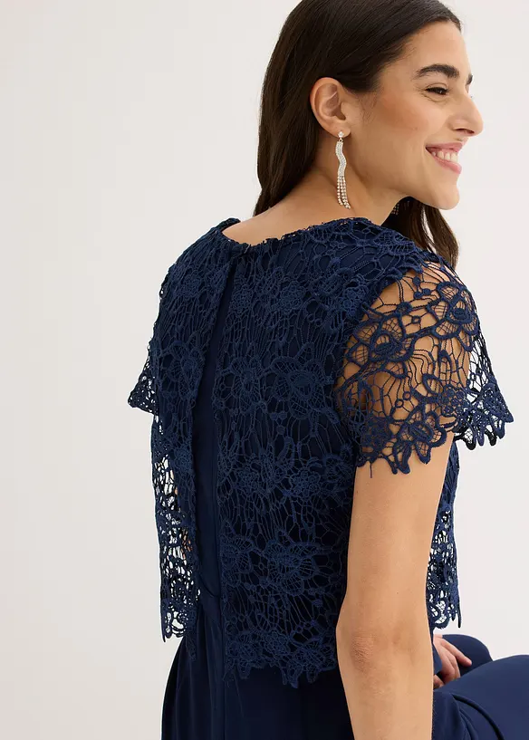 Tuta elegante effetto neoprene con pizzo, bonprix