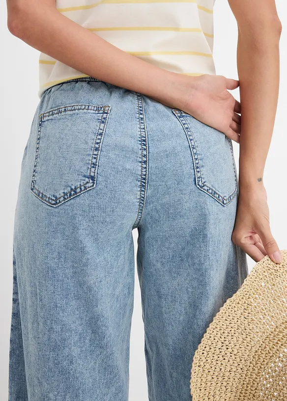 Jeans barrel shape con comodo elastico, vita media, bonprix
