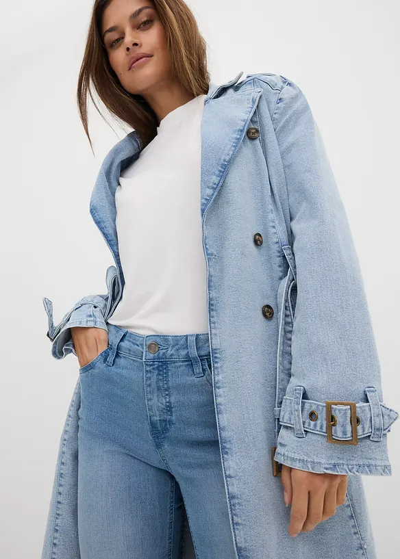 Jeans a zampa elasticizzati, vita media, bonprix