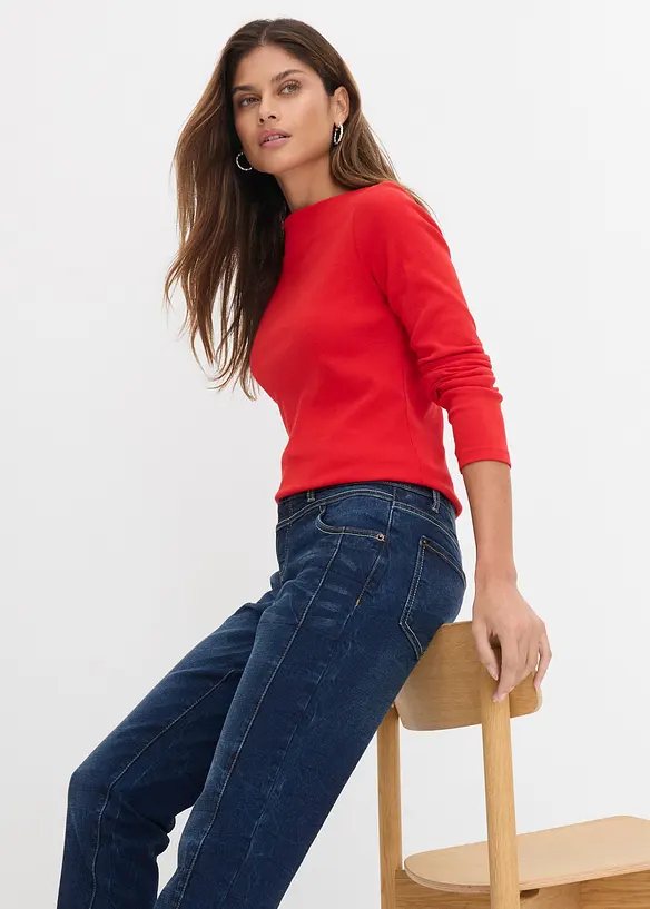 Jeans straight, vita media, bonprix