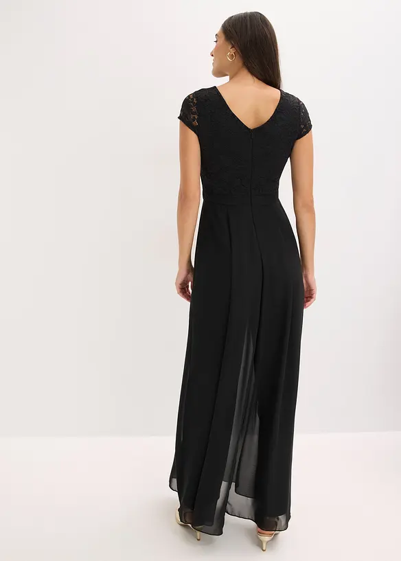 Tuta con pizzo e inserto di chiffon, bonprix