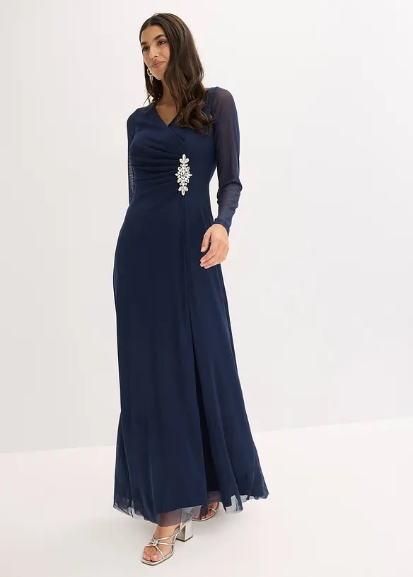 Abito da sera con tulle delicato e applicazione, bonprix