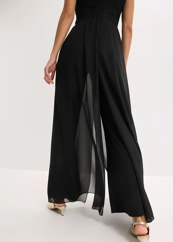 Tuta con pizzo e inserto di chiffon, bonprix