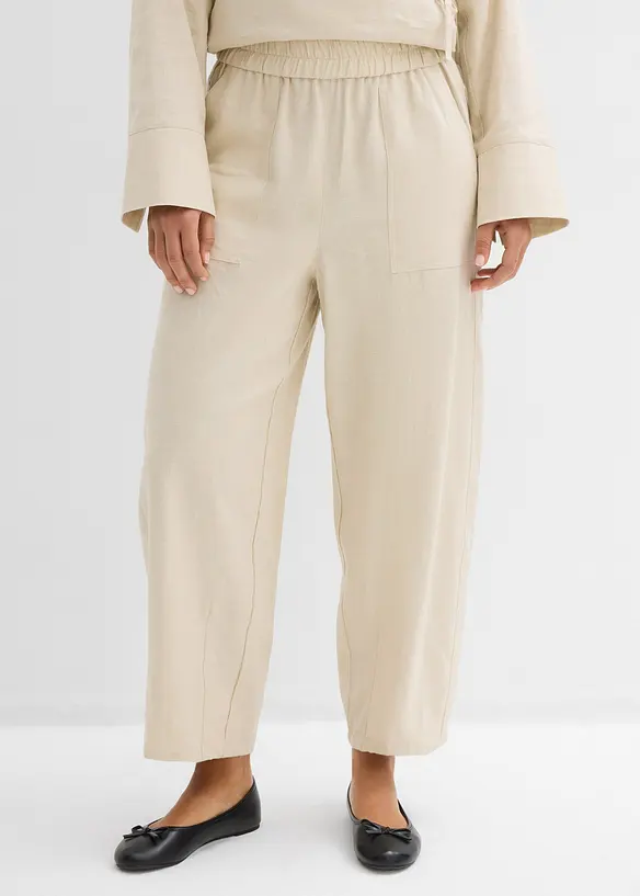 Pantaloni barrel in misto lino leggero, bonprix