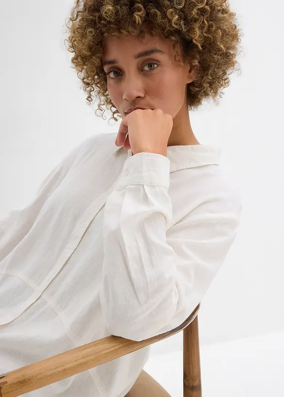 Camicia oversize in misto lino, bonprix