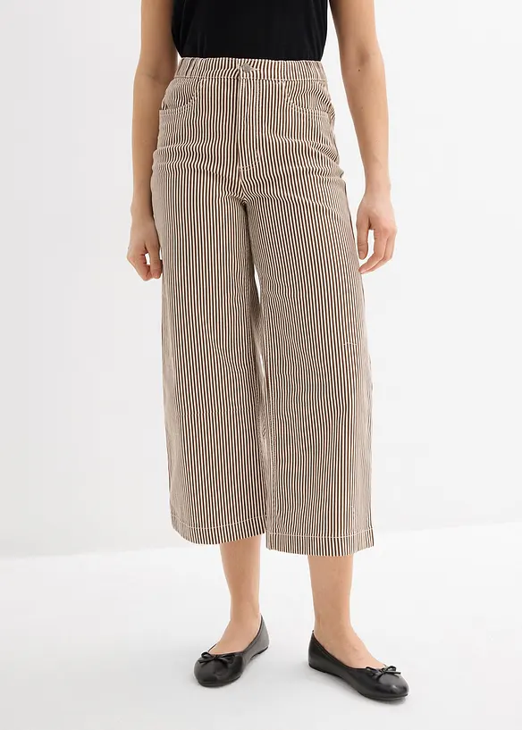 Pantaloni in twill con vita comoda, bonprix