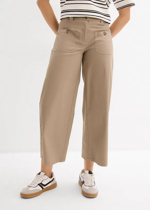 Pantaloni wide leg con cinta comoda, vita alta, bonprix