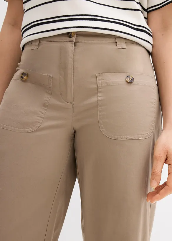 Pantaloni wide leg con cinta comoda, vita alta, bonprix