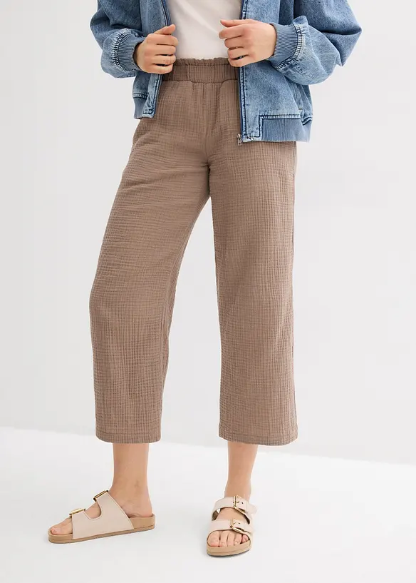 Pantaloni culotte in mussola di cotone, bonprix
