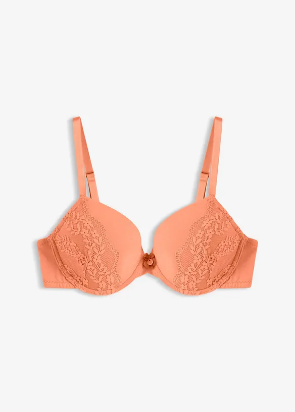Reggiseno con coppe preformate, ferretto, cotone biologico e pizzo, bonprix