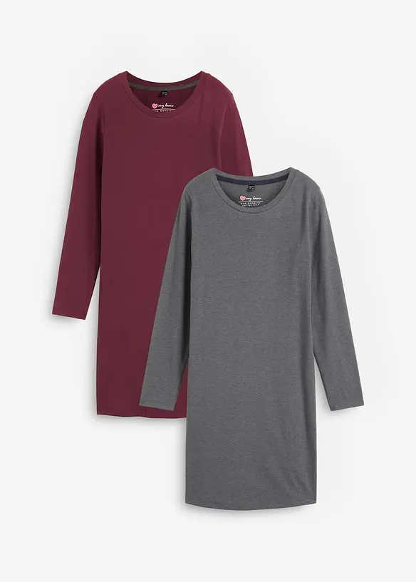 Abito in jersey aderente (pacco da 2), bonprix