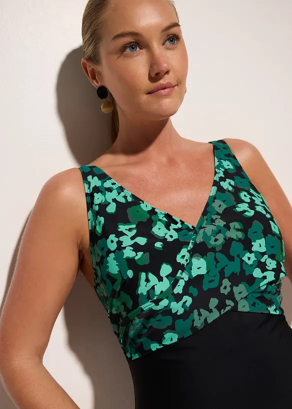 Costume intero con dettaglio incrociato ed effetto modellante medio, bonprix