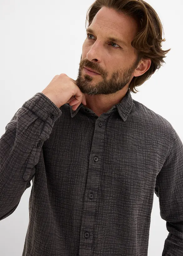 Camicia in mussola di puro cotone effetto lavato, bonprix