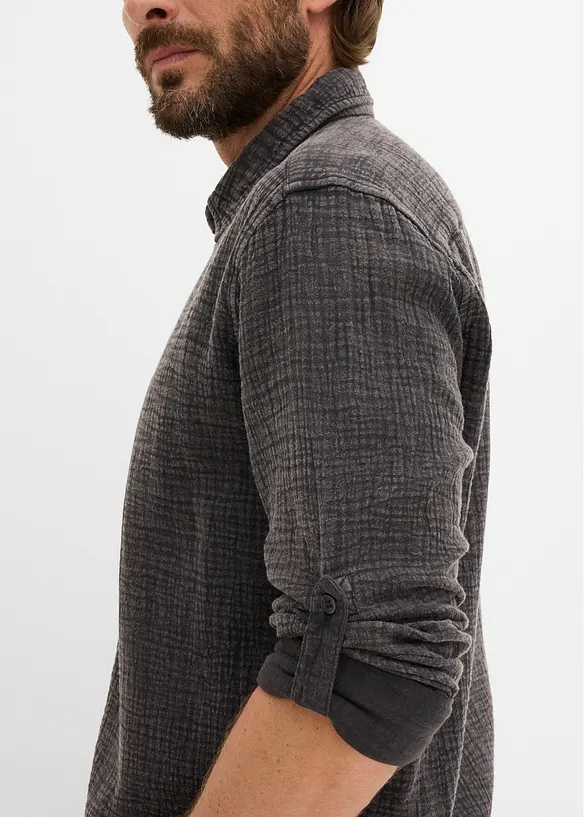 Camicia in mussola di puro cotone effetto lavato, bonprix