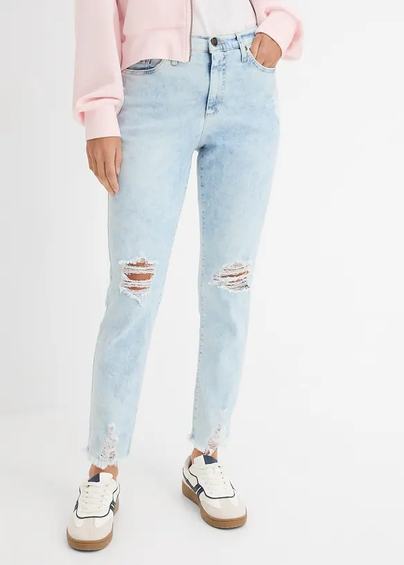 Mom jeans con effetto sdrucito, bonprix