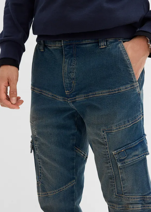 Jeans cargo elasticizzati regular fit, straight, bonprix