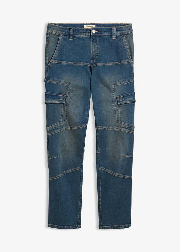 Jeans cargo elasticizzati regular fit, straight, bonprix