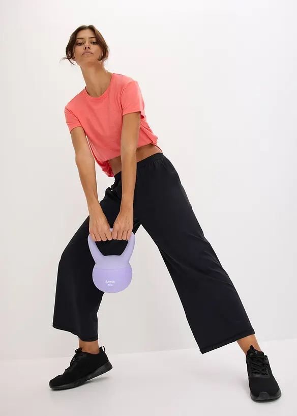 Pantaloni sportivi comodi con gambe larghe, ad asciugatura rapida, bonprix