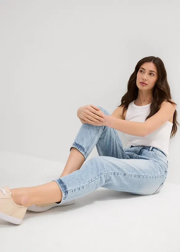 Mom jeans cropped, vita alta, bonprix