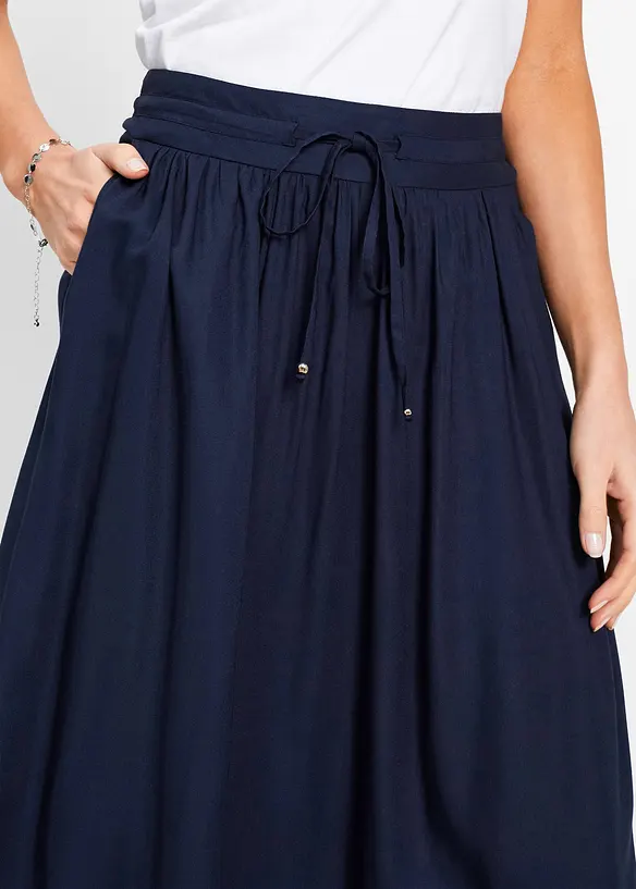 Gonna lunga in viscosa con cinta comoda e laccetto da annodare, bonprix
