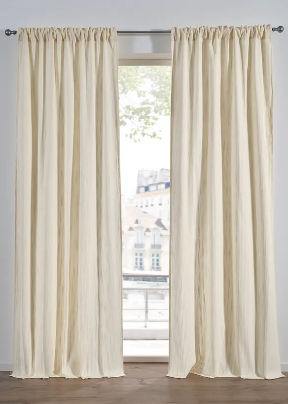 Tenda filtrante in cotone biologico con righe in tessitura (pacco da 1), bonprix