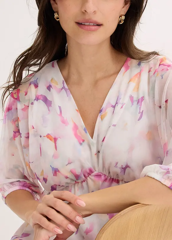 Abito in jersey e mesh delicato, bonprix