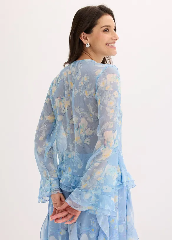 Blusa di chiffon con volant, bonprix